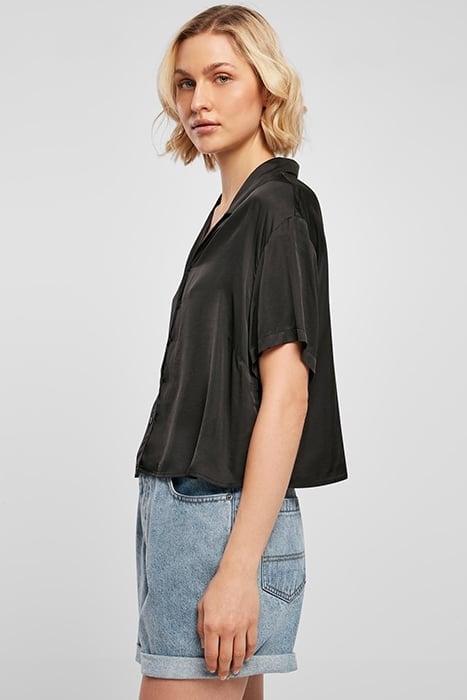 LADIES VISCOSE SATIN RESORT SHIRT BLACK 6