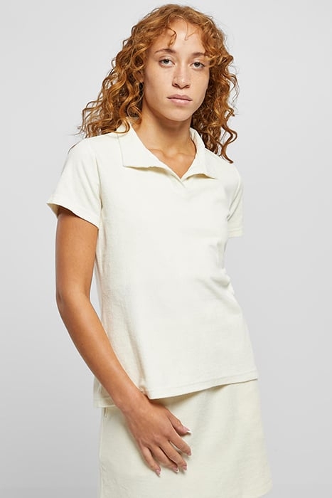LADIES TOWEL POLO TEE PALEWHITE 1