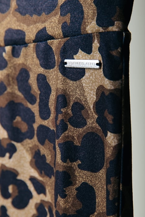 LEOPARD PEACHED EXTRA FLARE PANTS WARM BROWN 3