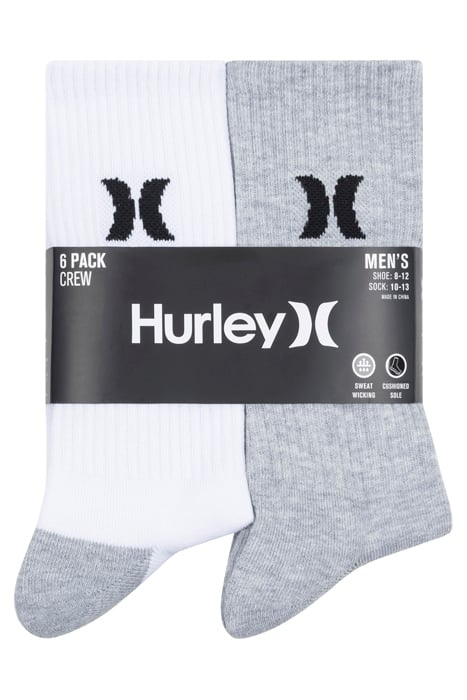 6PK MENS 1/2 TERRY CREW WHITE/MULTI 5