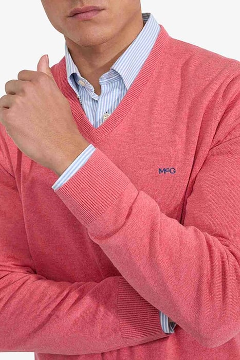 V-NECK SWEATER CORAL RED 6