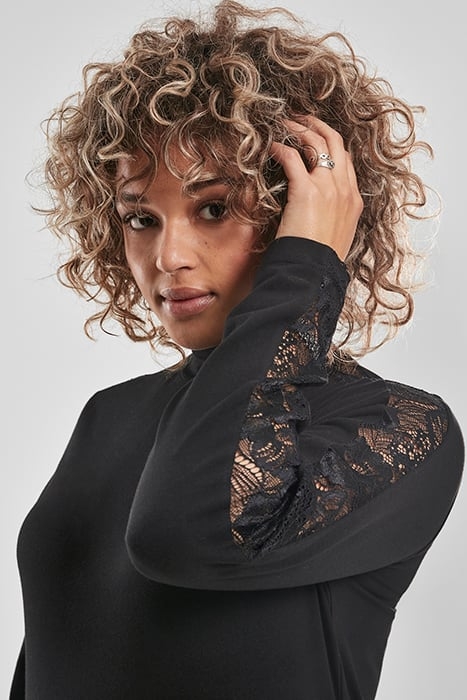 LADIES LACE STRIPED LS BLACK 8