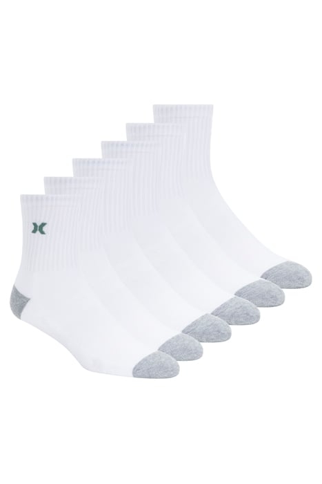 6PK MENS 1/2 TERRY HI QTR CREW WHITE / GREY 1