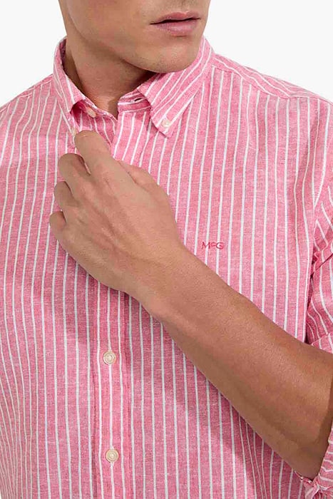 COTTON LINEN STRIPE SHIRT RED 7