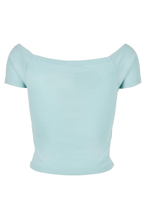 LADIES OFF SHOULDER RIB TEE SEABLUE 4