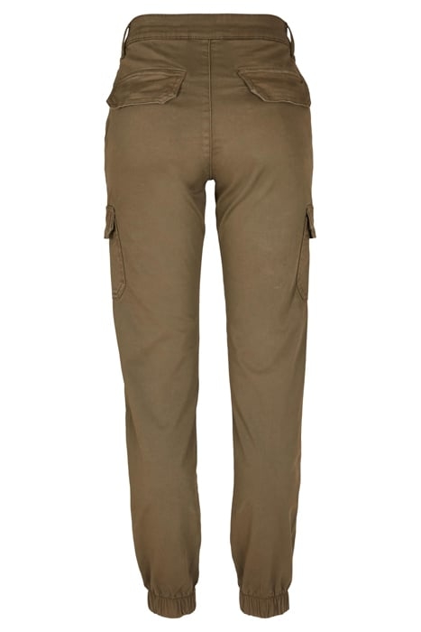 LADIES HIGH WAIST CARGO PANTS OLIVE 5