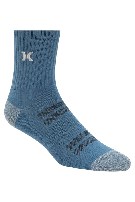 6PK MENS 1/2 TERRY HI QTR CREW BLUE / TAN 2