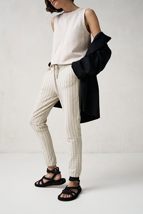 CROPPED JOGGER PINSTRIPE LIGHT SAFARI 6