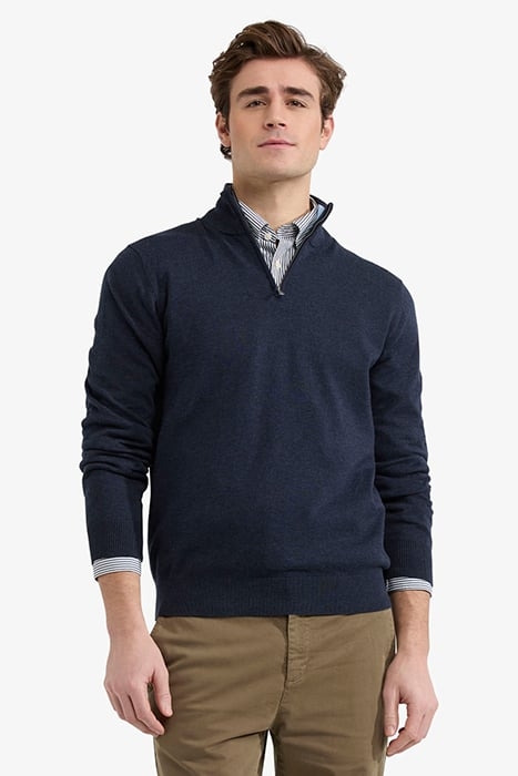 ZIP MOCK SWEATER NAVY 1
