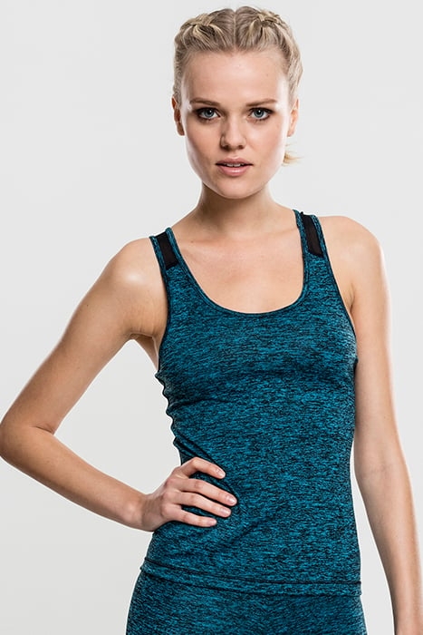 LADIES ACTIVE MELANGE TRAININGS TOP TURQUOISE/BLACK/BLACK 1