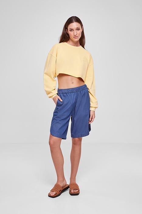 LADIES CROPPED FLOWER EMBROIDERY TERRY CREWNECK VINTAGESUN 3