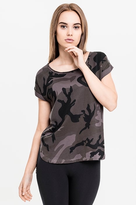 LADIES CAMO BACK SHAPED TEE DARK CAMO 1