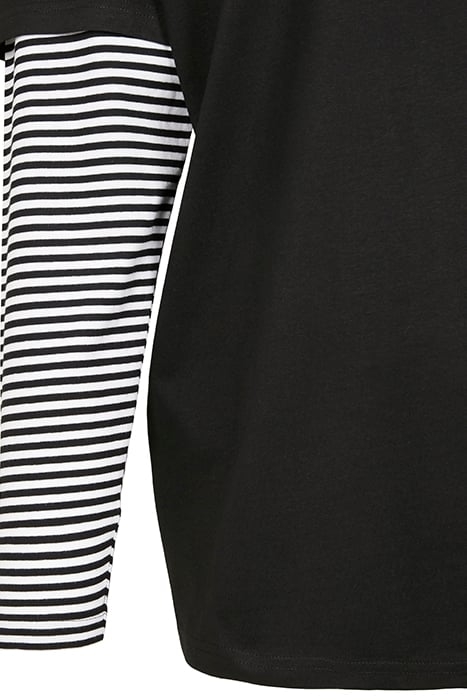 OVERSIZED DOUBLE LAYER STRIPED LS TEE BLACK 8
