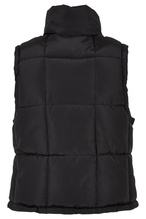 LADIES REVERSIBLE CROPPED PUFFER VEST BLACK/FUCHSIA 5