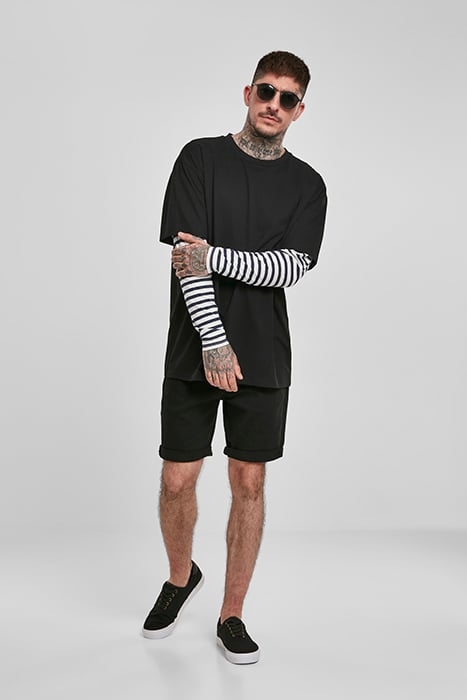 OVERSIZED DOUBLE LAYER STRIPED LS TEE BLACK 3