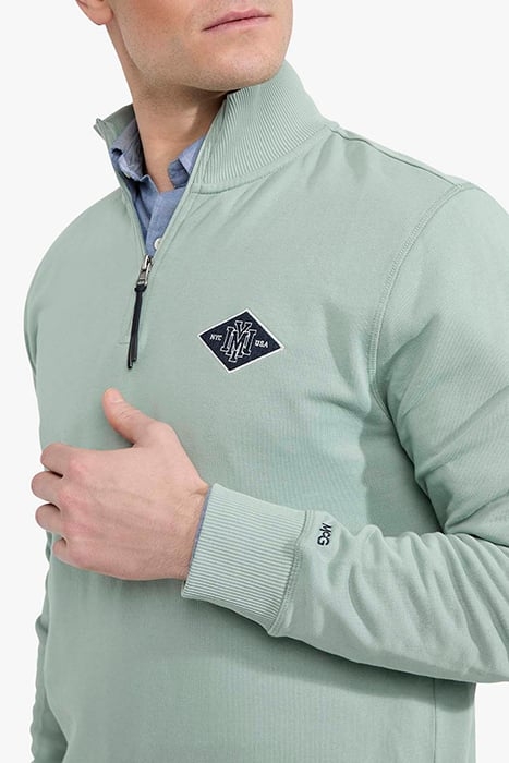 ZIP MOCK SWEATSHIRT ICE GREEN 6