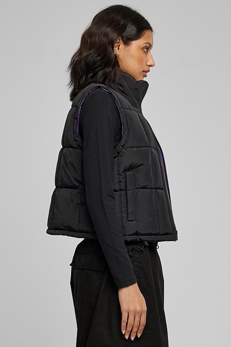 LADIES REVERSIBLE CROPPED PUFFER VEST BLACK/REALVIOLET 7