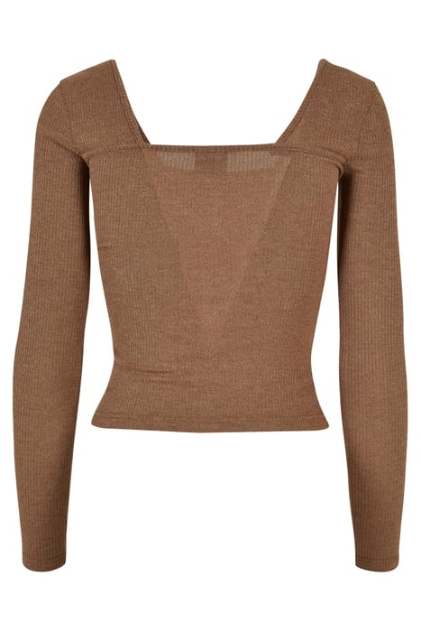 LADIES RIB SQUARED NECKLINE LONGSLEEVE DARKKHAKI 5