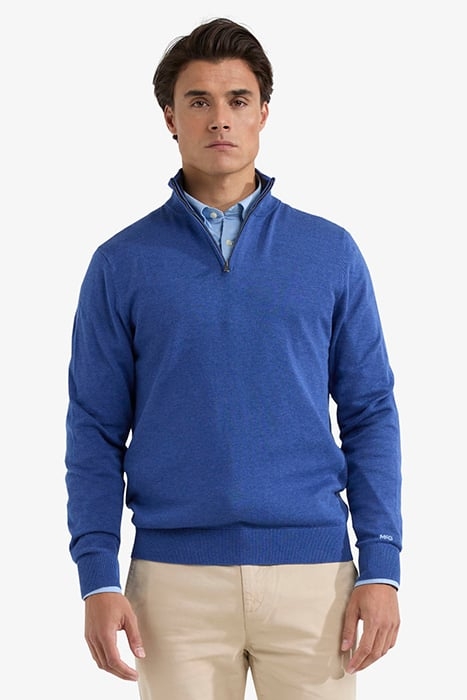 ZIP MOCK SWEATER ROYAL BLUE 1
