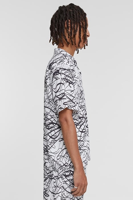 VISCOSE AOP RESORT SHIRT WHITESCRIBBLE 7