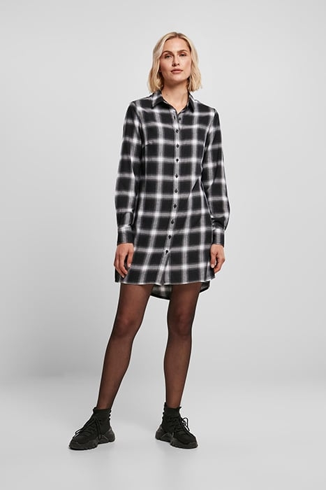 LADIES COTTON CHECK SHIRT DRESS BLACK/WHITE 3