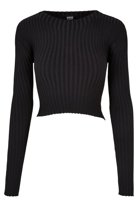 LADIES SHORT RIB KNIT TWISTED BACK SWEATER BLACK 4