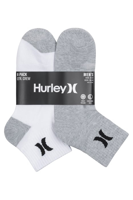 6PK MENS 1/2 TERRY QTR CREW WHITE/MULTI 5