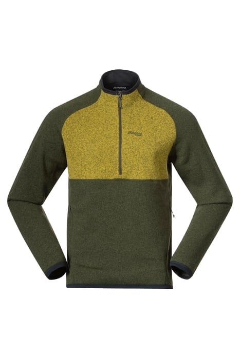 KAMPHAUG KNITTED HALF ZIP DARK OLIVE GREEN/LIGHT OLIVE GREEN 1