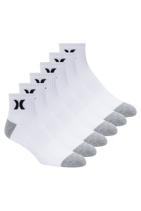 6PK MENS 1/2 TERRY QTR CREW WHITE/BLACK 1