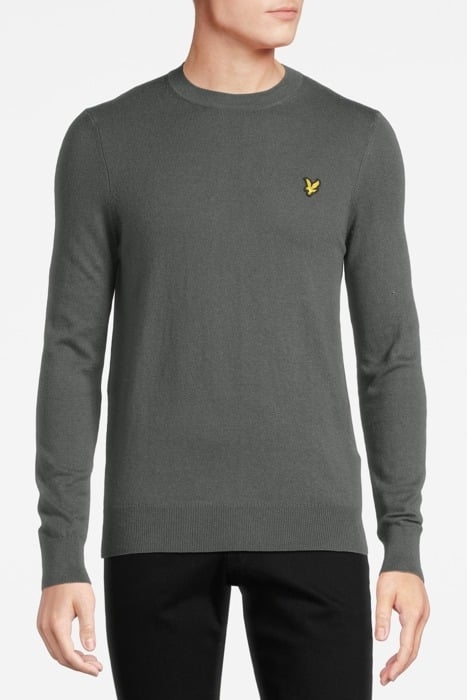 COTTON MERINO CREW NECK JUMPER DEEP GREEN 1