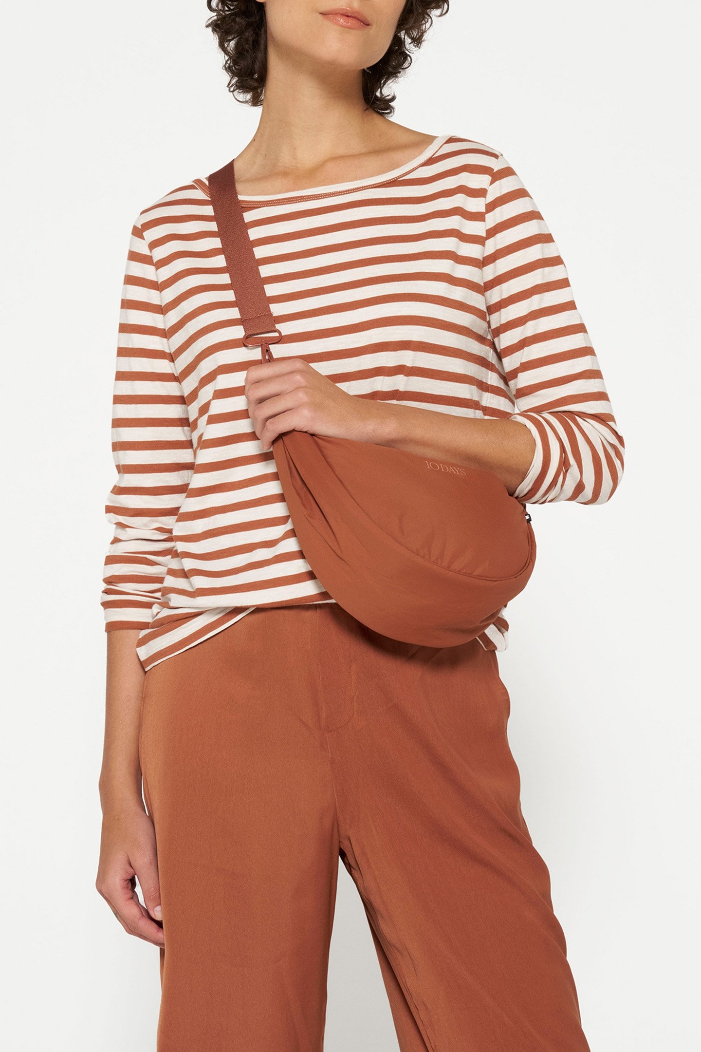 LONGSLEEVE TEE STRIPES ECRU/SADDLE BROWN 4