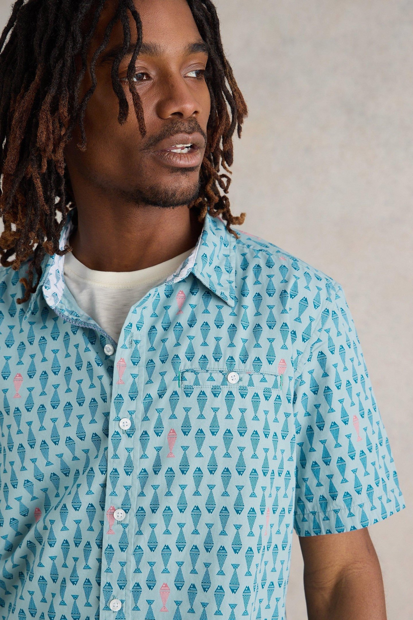 GEO FISH PRINTED SS SHIRT BLUE PRINT 6