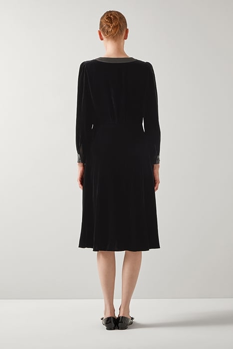 CORDELIA VELVET MIDI DRESS BLACK 2