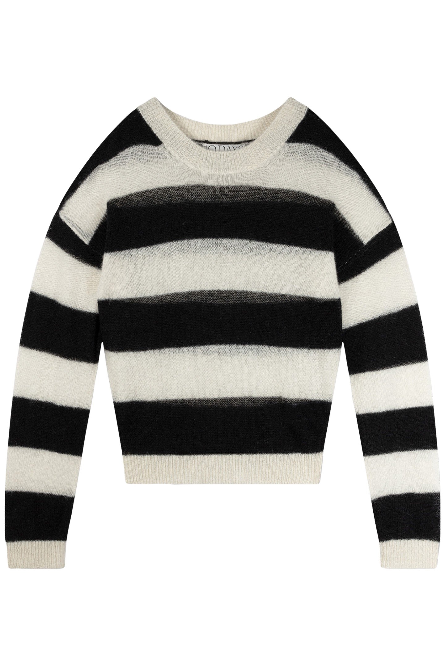 THIN KNIT SWEATER BLOCK STRIPE ECRU/BLACK 3