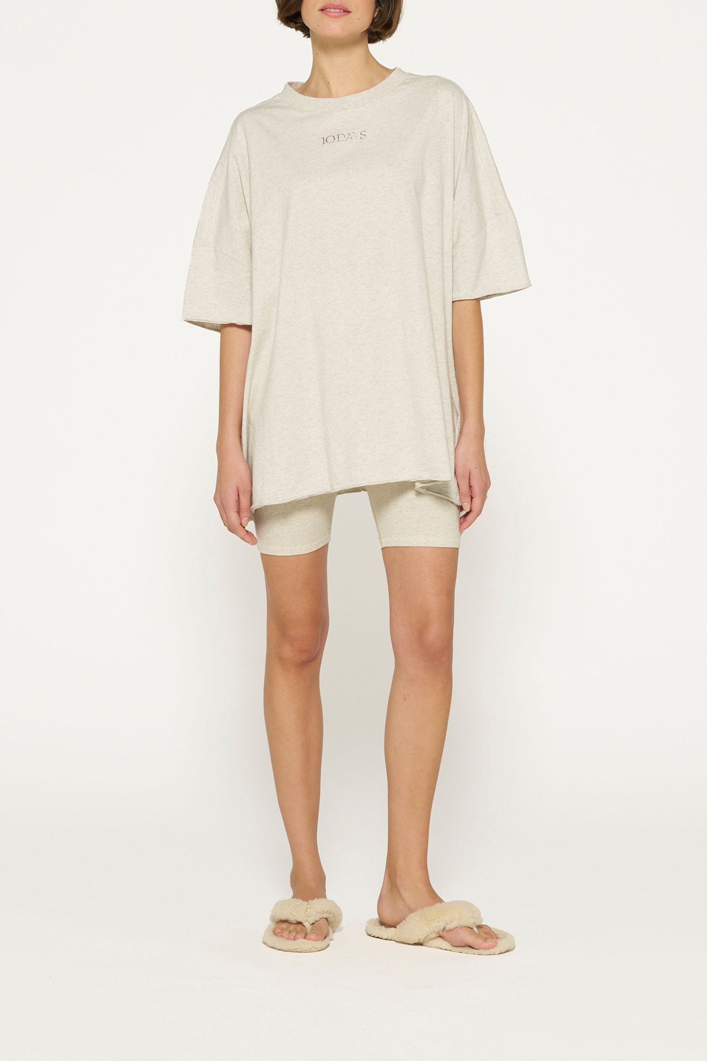 OVERSIZED TEE DRESS SOFT WHITE MELEE 2