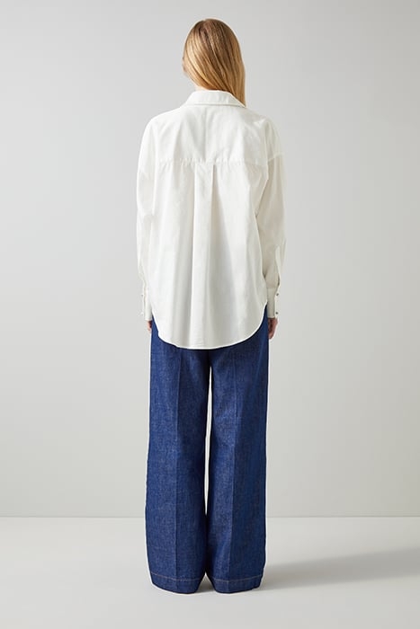 BEATRICE COTTON BUTTON-DOWN SHIRT PURE WHITE 2