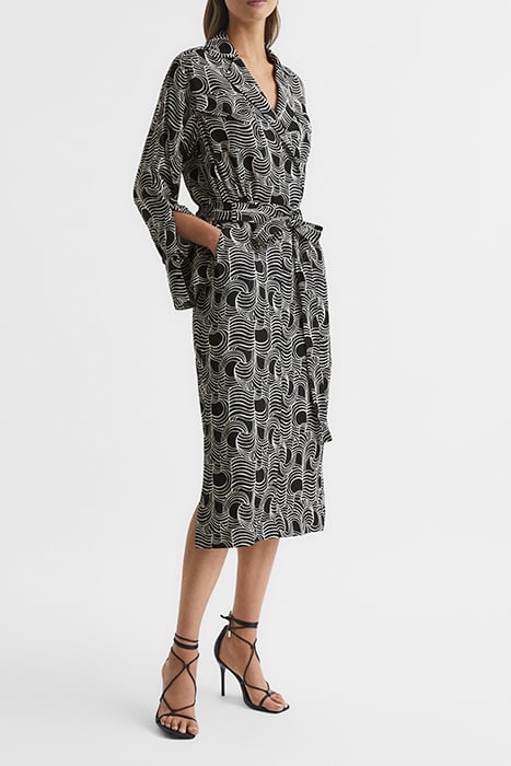 GEORGINA-MONO SWIRL PRINT BLACK/CREAM 2