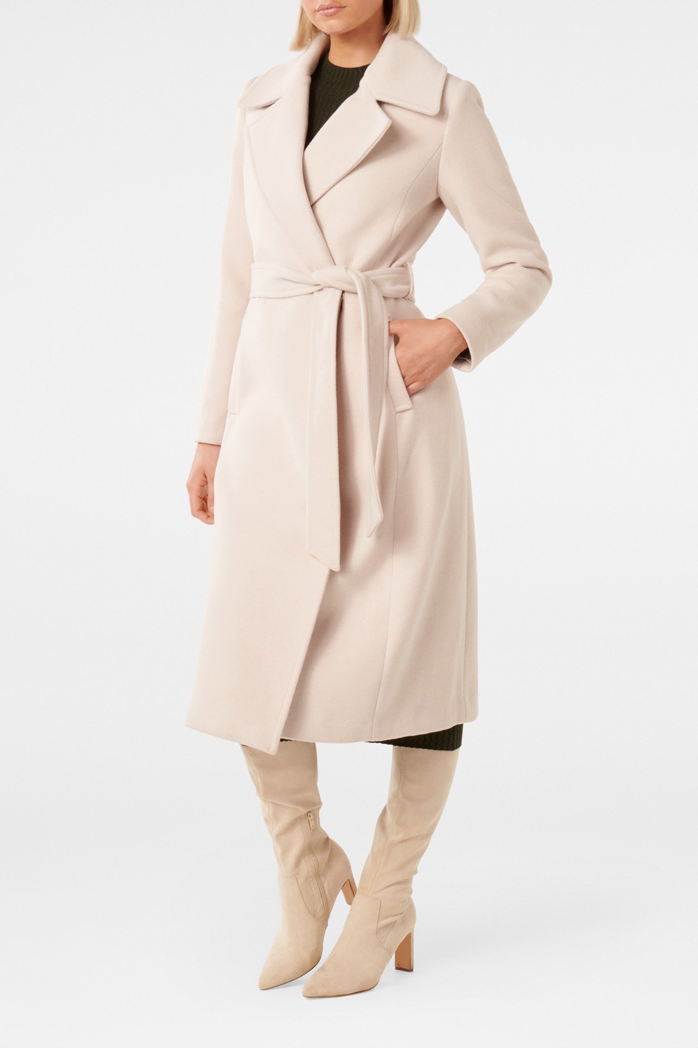 AMANDA BELTED WRAP COAT MINK 5