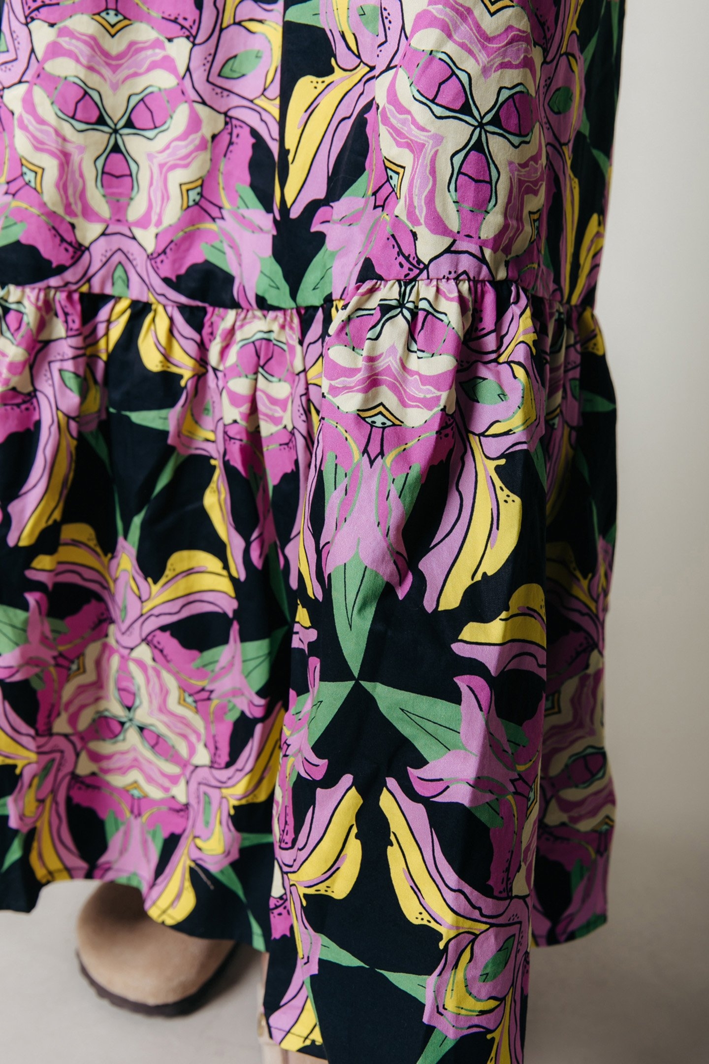 DAVINA GRAPHIC FLOWER MAXI DRESS LS CANDY PINK 7