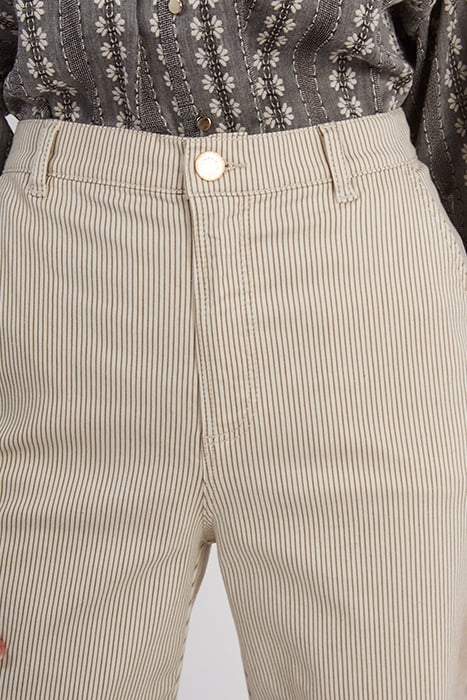 BEIGE FINE-STRIPED WIDE-LEG TROUSERS 6