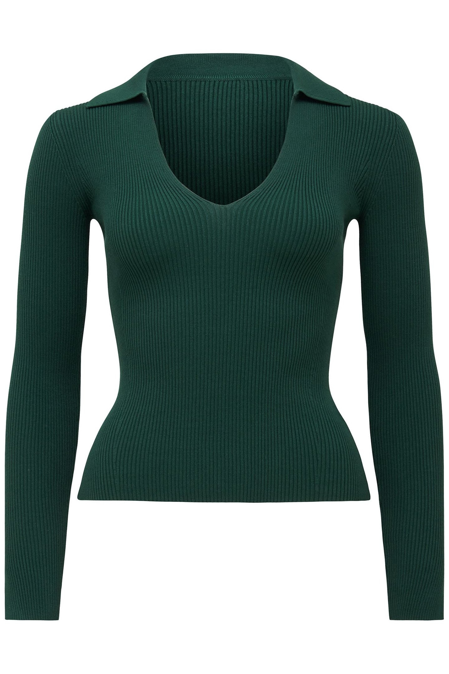 SELENA COLLAR KNITTED TOP DARK GREEN 4