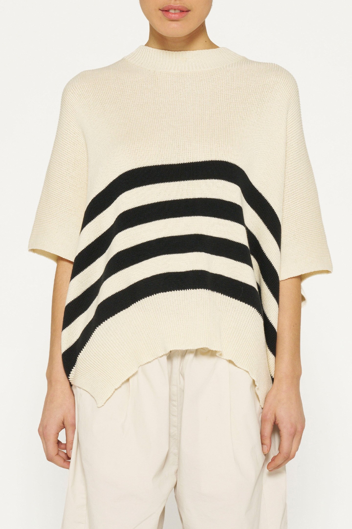 SLEEVELESS SWEATER KNIT STRIPES LIGHT SAFARI 1