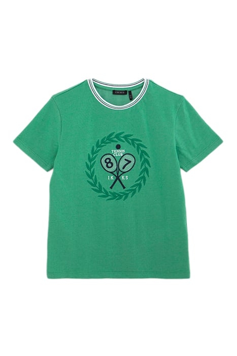 BOYS’ GREEN T-SHIRT WITH VINTAGE RACKET CREST EMBROIDERY 1