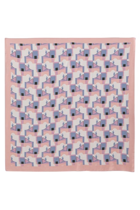 FLASH PINK SCARF WITH ARTY CACTUS MOTIF 3
