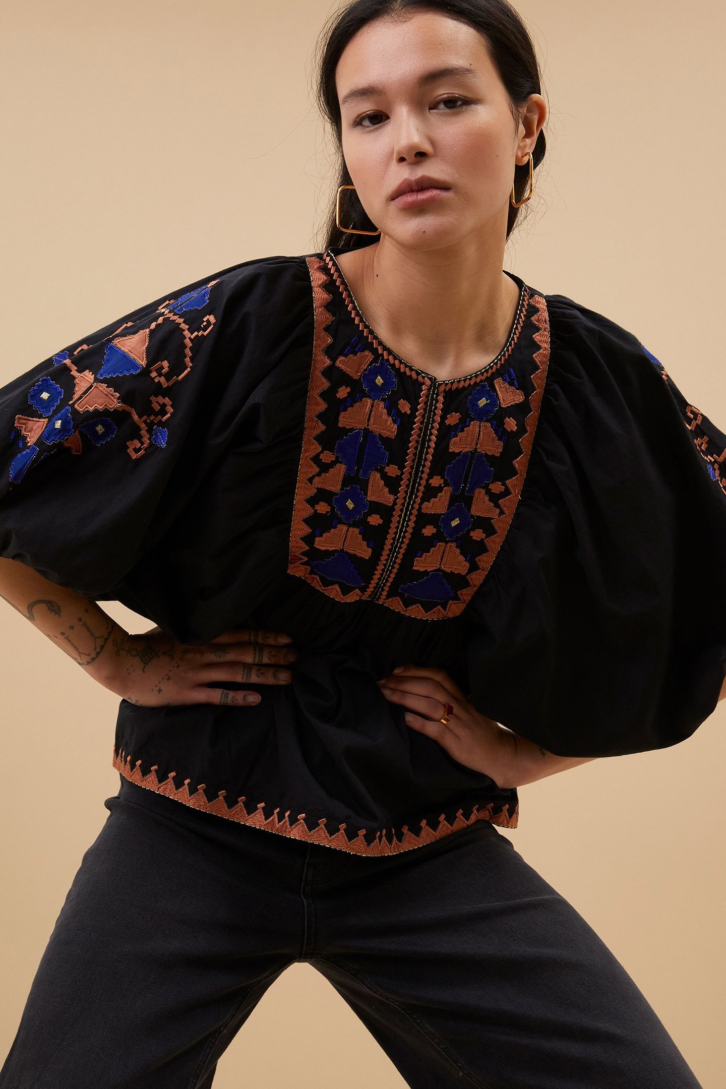 GABIE EMBROIDERY BLOUSE JET BLACK 5