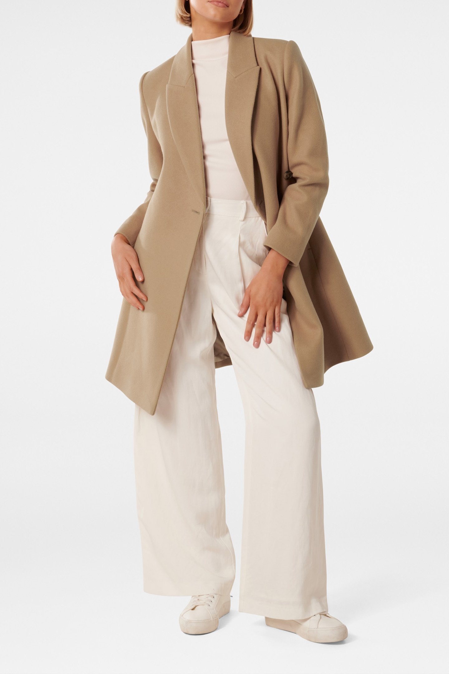 JENNY FIT AND FLARED COAT CAMEL 3