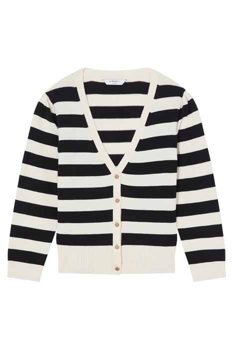 BELLS STRIPE CARDIGAN BLACK/CREAM 4