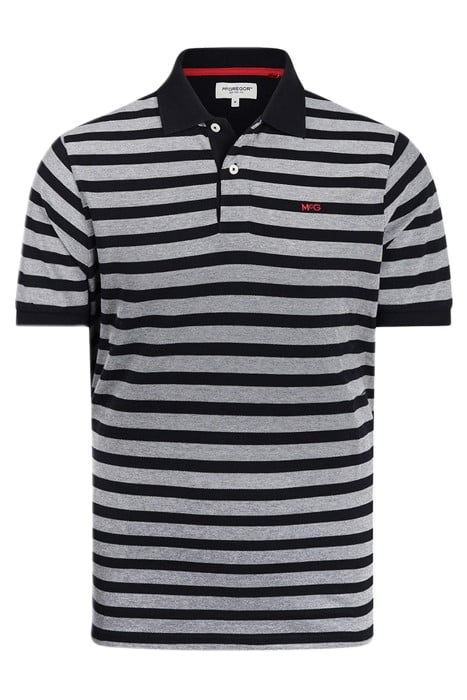 OXFORD PIQUEE STRIPE POLO NAVY 1