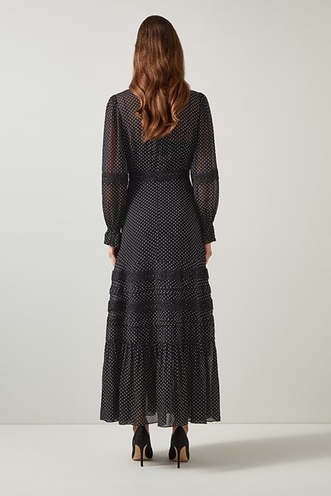 CELESTIA TIERED MAXI DRESS BLACK/CREAM 2