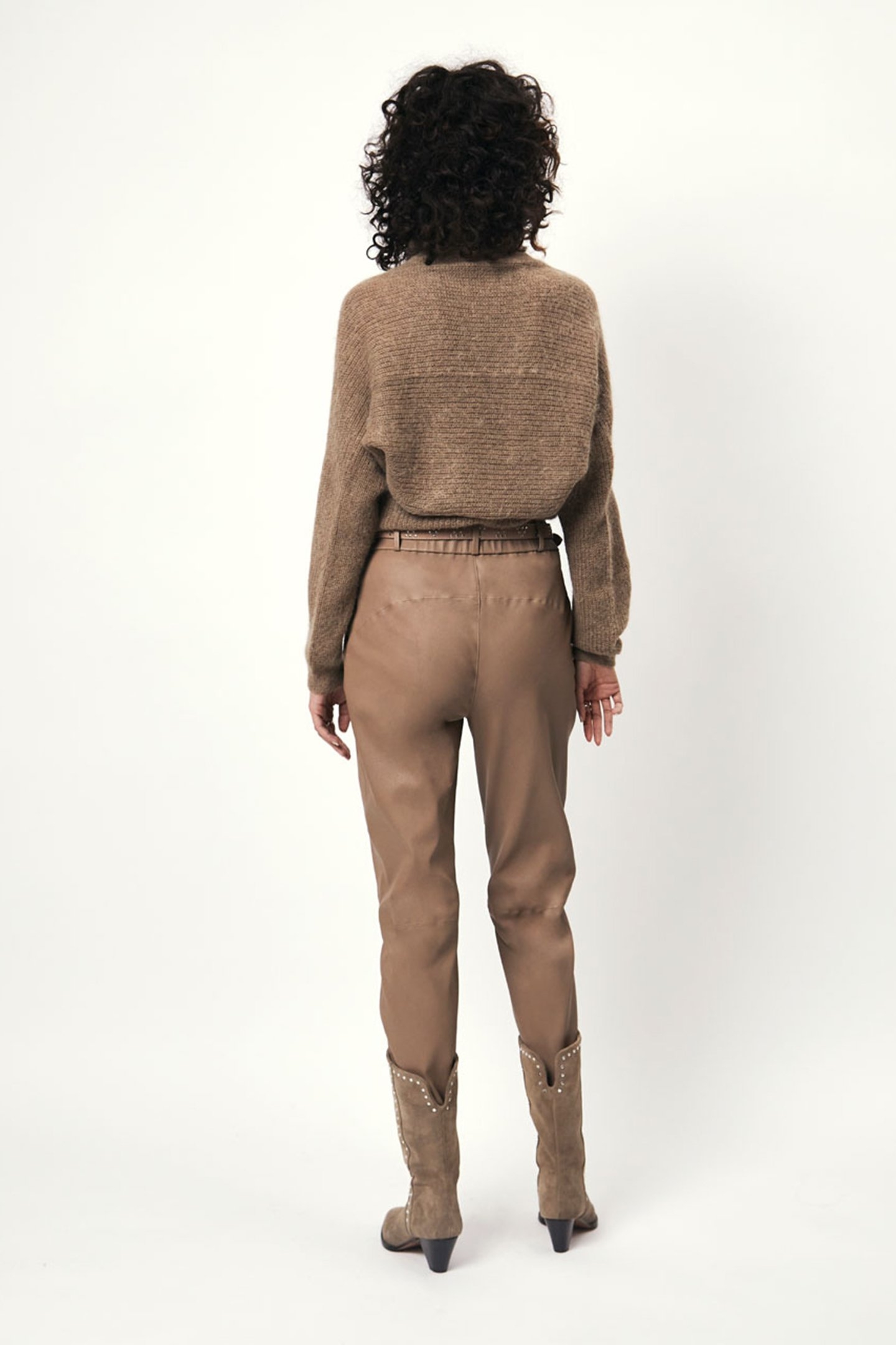 FARREN LOOSE LEATHER PANTS PURE TAUPE 3